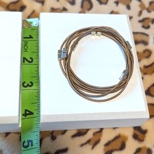 Gold tone Geo Square Silver Guitar String Bracelet Set
